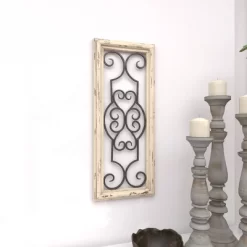 Wood Scroll Window Inspired Wall Decor With Metal Scrollwork Relief White - Olivia & May -Home Series Shop GUEST b6d379df d24e 4750 9339 a5d6321c962d