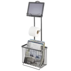 MDesign Metal Free Standing Toilet Paper Stand/Dispenser, Holds Tablet -Home Series Shop GUEST b817ea5d d804 41fd 915c c2fe0f2710b5