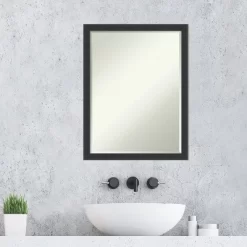 Amanti Art Mezzanotte Black Petite Bevel Wood Bathroom Wall Mirror 26 X 20 In. -Home Series Shop GUEST b828ead7 cd72 4fbf bff5 b71ba59a67d6