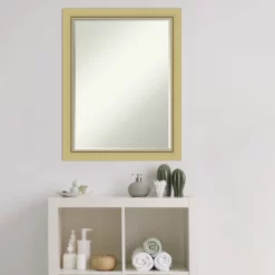 Amanti Art Landon Gold Narrow Petite Bevel Bathroom Wall Mirror 27.5 X 21.5 In. -Home Series Shop GUEST b85cf116 df37 45fe baa8 bdabf6d91e80