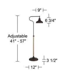 Franklin Iron Works Ferris Rustic Farmhouse Pharmacy Floor Lamp 57" Tall Bronze Faux Wood Grain Adjustable For Living Room Reading Bedroom Office Home -Home Series Shop GUEST b86354c9 76e1 43c8 9139 2a67d13482c5