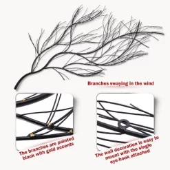 LuxenHome Black Metal Branch Wall Art Home Decor -Home Series Shop GUEST b9f1b4bc dd32 4b30 a8c6 e4886be86c10