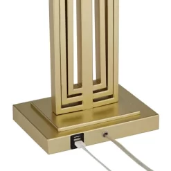 360 Lighting Sonia Modern Table Lamps 29 1/2" Tall Set Of 2 Gold Metal With Dual USB Charging Ports White Rectangular Shade For Bedroom Living Room -Home Series Shop GUEST bae6c04b 06cd 4518 9bbd f577f73b94ab