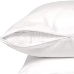 Circles Home 100% Cotton Breathable And Quiet Pillow Protector With Zipper – (8 Pack)