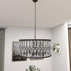 Metal Crystal Embellishments 6 Light Chandelier With Link Style Chain Black - Olivia & May -Home Series Shop GUEST bb553d95 abe3 4870 a9cf 746c3aac4ac4