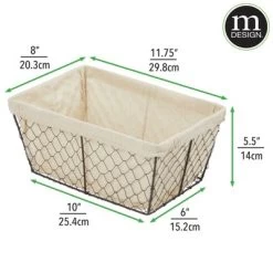 MDesign Medium Chicken Wire Storage Basket, Fabric Liner, 8 Pack, Bronze/Natural -Home Series Shop GUEST bcded672 04e8 4284 9ce9 9793de3dc6ed