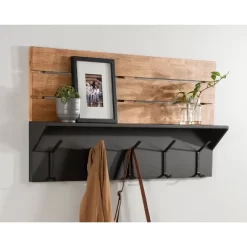 42" X 22" Samuels Decorative Wall Shelf With Hooks Rustic Brown/Black - Kate & Laurel All Things Decor -Home Series Shop GUEST be3049cd fd64 4342 8e60 9333494a2889