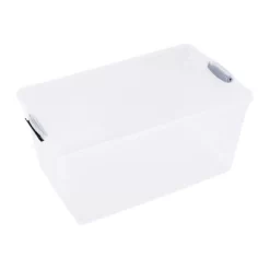 Rubbermaid Cleverstore 18 Gallon Durable Plastic Holiday Storage Tote With Latching Recessed Lid For Seasonal Decorations, Clear With Red Lid (4 Pack) -Home Series Shop GUEST bed81e85 1c40 4b09 8ba3 98ea28a51084