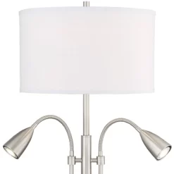 Possini Euro Design Wagner Modern Table Lamp 29 3/4" Tall Brushed Nickel With USB Charging Port And LED Gooseneck Lights White Shade For Living Room -Home Series Shop GUEST c064c458 ceaf 4142 abf4 0bff9a75a313