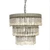 3-Tier Round Metal Chandelier With 3 Lights And Hanging Wood Beads Cream - Storied Home