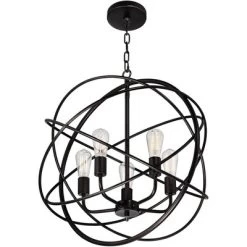 Franklin Iron Works Ellery Bronze Orb Foyer Pendant Chandelier 24 3/4" Wide Modern 5-Light LED Fixture For Dining Room House Kitchen Island Entryway -Home Series Shop GUEST c38e7e76 0881 4044 b906 03a5005fcd29
