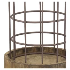 2pc Wire Metal Cloche Set With Wooden Bases Brown - Stonebriar Collection