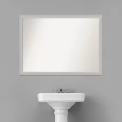 41" X 30" Non-Beveled Low Luster Wood Bathroom Wall Mirror Silver - Amanti Art -Home Series Shop GUEST c5a4130d a072 456e 9932 48deb74a06a4