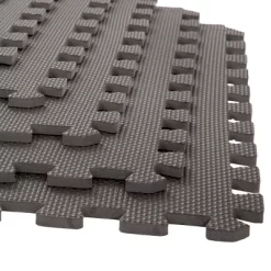 Fleming Supply Cushioned Nonslip Interlocking Foam Floor Tiles – 24" X 24" X 0.375", Gray, 6-pack