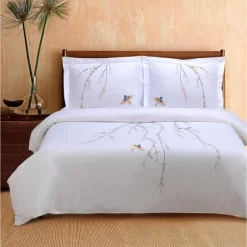 Classic Spring Solid Embroidered Modern 200-Thread Count Ultra-Soft Cotton 3-Piece Duvet Cover Set With Matching Pillowshams By Blue Nile Mills -Home Series Shop GUEST c70abe77 7dee 4f2f 983b f640aedefc14
