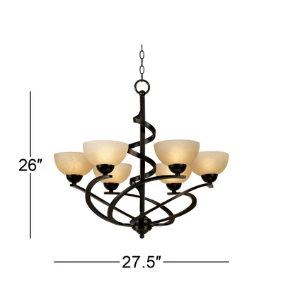 Franklin Iron Works Dark Mocha Chandelier 27 1/2" Wide Rustic Swirling Ribbon Amber Glass 6-Light Fixture For Dining Room House Foyer Kitchen Island 5 Franklin Iron Works Dark Mocha Chandelier 27 1/2" Wide Rustic Swirling Ribbon Amber Glass 6-Light Fixture For Dining Room House Foyer Kitchen Island - Image 5