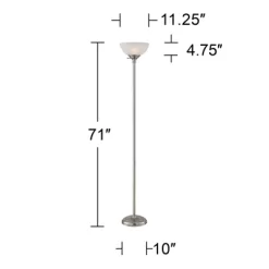 360 Lighting Modern Torchiere Floor Lamp With USB Charging Port 71” Tall Satin Nickel Alabaster Glass Shade Living Room Reading -Home Series Shop GUEST c79c1dfb 0345 4740 9243 3504196ce7d3