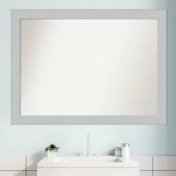 42" X 31" Non-Beveled Shiplap White Wood Bathroom Wall Mirror - Amanti Art -Home Series Shop GUEST c9634368 dd16 475e 822a 2796037d9c3b