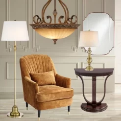 Kathy Ireland Sterling Estate Golden Bronze Pendant Chandelier 26 1/2" Wide Rustic Champagne Bowl Shade 3-Light Fixture For Dining Room Kitchen Island -Home Series Shop GUEST c969f54c ccd9 44f6 88f1 b321a159e455