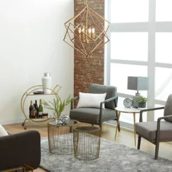 Modern Metal Chandelier With Link Style Chain Gold - Olivia & May