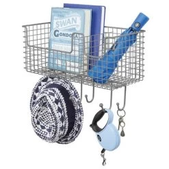 MDesign Metal Storage Organizer Basket With 6 Hooks - Wall Mount -Home Series Shop GUEST c9f9ca6f 4647 480d ab86 d7641456e2e3