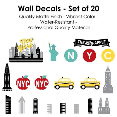 Big Dot Of Happiness NYC Cityscape - Peel And Stick New York Skyline Vinyl Wall Art Stickers - Wall Decals - Set Of 20 5 Big Dot Of Happiness NYC Cityscape - Peel And Stick New York Skyline Vinyl Wall Art Stickers - Wall Decals - Set Of 20 - Image 5