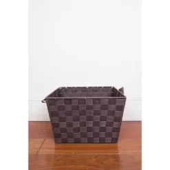 Home Basics Polyester Woven Strap Open Bin, Brown -Home Series Shop GUEST cb3cad8c d966 4734 8bee 2993af689071
