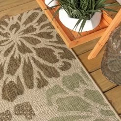 Zinnia Modern Floral Textured Weave Indoor/Outdoor Area Rug - JONATHAN Y -Home Series Shop GUEST cd31ca11 3b5c 4e21 bb9a 96bbd753a118