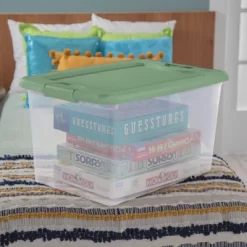 Sterilite Latching Hinged See-Through Plastic Stacking Storage Container Tote With Recessed Lids For Home Organization -Home Series Shop GUEST cdbd7712 a410 4c08 9c10 cb6c05d8a761