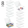 MDesign Plastic Craft Room Storage Organizer Box With Hinged Lid, 8 Pack, Clear