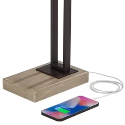 Franklin Iron Works Maricopa Rustic Farmhouse Desk Lamp 21 1/4" High Bronze Metal With USB And AC Power Outlet Mica Shade For Bedroom Living Room Home -Home Series Shop GUEST ce3b0853 4f02 4040 b2c2 4f8fd19fe871