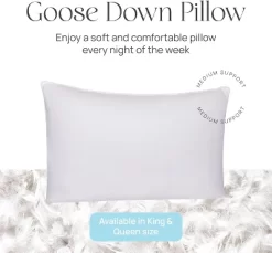 East Coast Bedding Down Pillow - White Goose Down & Feather (Standard)