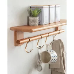27" X 7" Alta Decorative Wall Shelf With Hooks Natural - Kate & Laurel All Things Decor -Home Series Shop GUEST d00bc5e8 2087 4f98 89cf 1100da1c4bd4