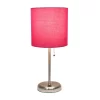 19.5" Bedside USB Port Feature Metal Table Desk Lamp Brushed Steel With Pink Fabric Shade - Creekwood Home