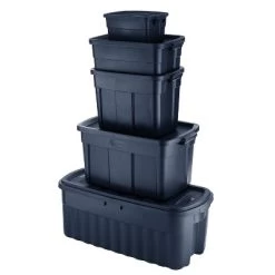 Rubbermaid Roughneck Home/Office 18 Gallon Rugged Latching Plastic Storage Tote With Lid, Dark Indigo Metallic (12 Pack) -Home Series Shop GUEST d2556bcd d60e 4c47 8f58 1cc362bb5918