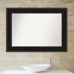 44" X 32" Non-Beveled Mezzanine Wood Bathroom Wall Mirror Espresso Brown - Amanti Art -Home Series Shop GUEST d2639e1b 4401 4053 b66c 3df83b8b32bb