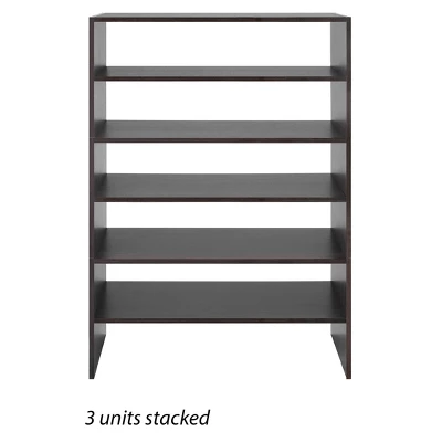Whitmor 24" Stackable Wide 2 Shelf Storage Organizer Brown 3 Whitmor 24" Stackable Wide 2 Shelf Storage Organizer Brown - Image 3