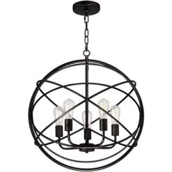 Franklin Iron Works Ellery Bronze Orb Foyer Pendant Chandelier 24 3/4" Wide Modern 5-Light LED Fixture For Dining Room House Kitchen Island Entryway -Home Series Shop GUEST d463f18c f7ed 463c 88ad 3f94c20a46e7