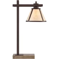 Franklin Iron Works Maricopa Rustic Farmhouse Desk Lamp 21 1/4" High Bronze Metal With USB And AC Power Outlet Mica Shade For Bedroom Living Room Home -Home Series Shop GUEST d52f229f 530c 4c97 9595 434188edde6d