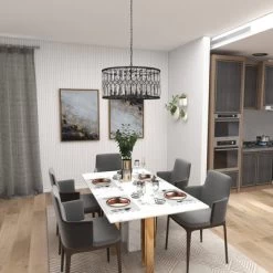 Metal Crystal Embellishments 6 Light Chandelier With Link Style Chain Black - Olivia & May -Home Series Shop GUEST d57f2060 4e60 4e5a bc33 fa646b598e51