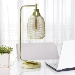 Industrial Mesh Desk Lamp Gold - Lalia Home -Home Series Shop GUEST d74c99d7 923d 4c65 9d88 b1db9ee7977a