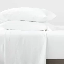 Full Garment Washed Microfiber Solid Sheet Set White - Room Essentials™