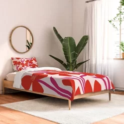 Deny Designs Maritza Lisa Red And Pink Floral Pattern Comforter Set Red