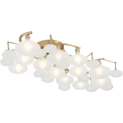 Possini Euro Design Lilypad Modern Ceiling Light Semi Flush Mount Fixture 30 1/4" Wide Warm Brass 12-Light Frosted Glass Shade For Bedroom Living Room -Home Series Shop GUEST dec42141 80e6 4416 977e 08a265036989