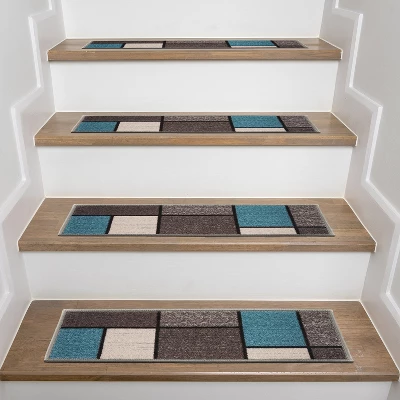 World Rug Gallery Contemporary Modern Boxes Non-Slip Stair Treads 5 World Rug Gallery Contemporary Modern Boxes Non-Slip Stair Treads - Image 5