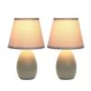 9.45" 2pk Petite Ceramic Oblong Bedside Table Desk Lamps With Matching Tapered Drum Shade Gray - Creekwood Home
