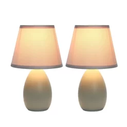 9.45" 2pk Petite Ceramic Oblong Bedside Table Desk Lamps With Matching Tapered Drum Shade Gray - Creekwood Home