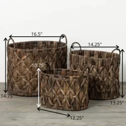 14.75"H Sullivans Dark Brown Woven Basket Set Of 3, Brown -Home Series Shop GUEST e1152ca3 f26f 4f27 8d1b d696be9bfc1c