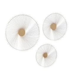 Set Of 3 Metal Sunburst Radial Wall Decors Gold - The Novogratz