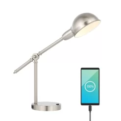 20.25" Curtis Vintage Industrial Iron Adjustable Dome Shade Task Lamp With USB Charging Port (Includes LED Light Bulb) - JONATHAN Y -Home Series Shop GUEST e3c40555 9d79 4357 9509 717772b95e09